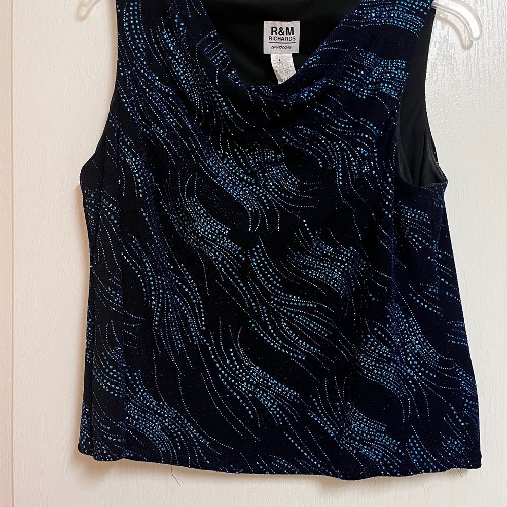 R&M Richards Women's Black and Blue Formal Blouse